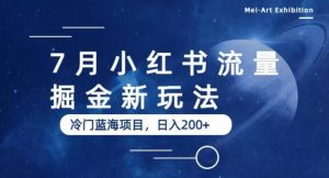 7月小红书流量掘金最新玩法，冷门蓝海小项目，日入200+【揭秘】-聚富团